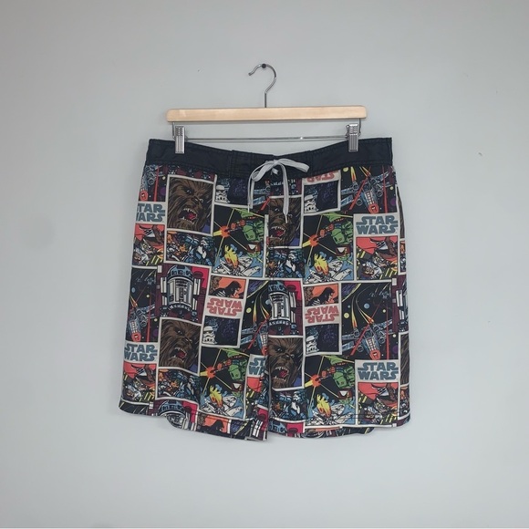Star Wars Board Shorts Men’s Size Large Black White Comic Swimwear Collectible - Picture 2 of 7
